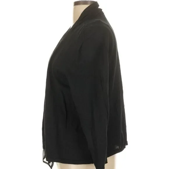Kasper Lightweight Black Open Front Cardigan Size Large - Picture 4 of 6